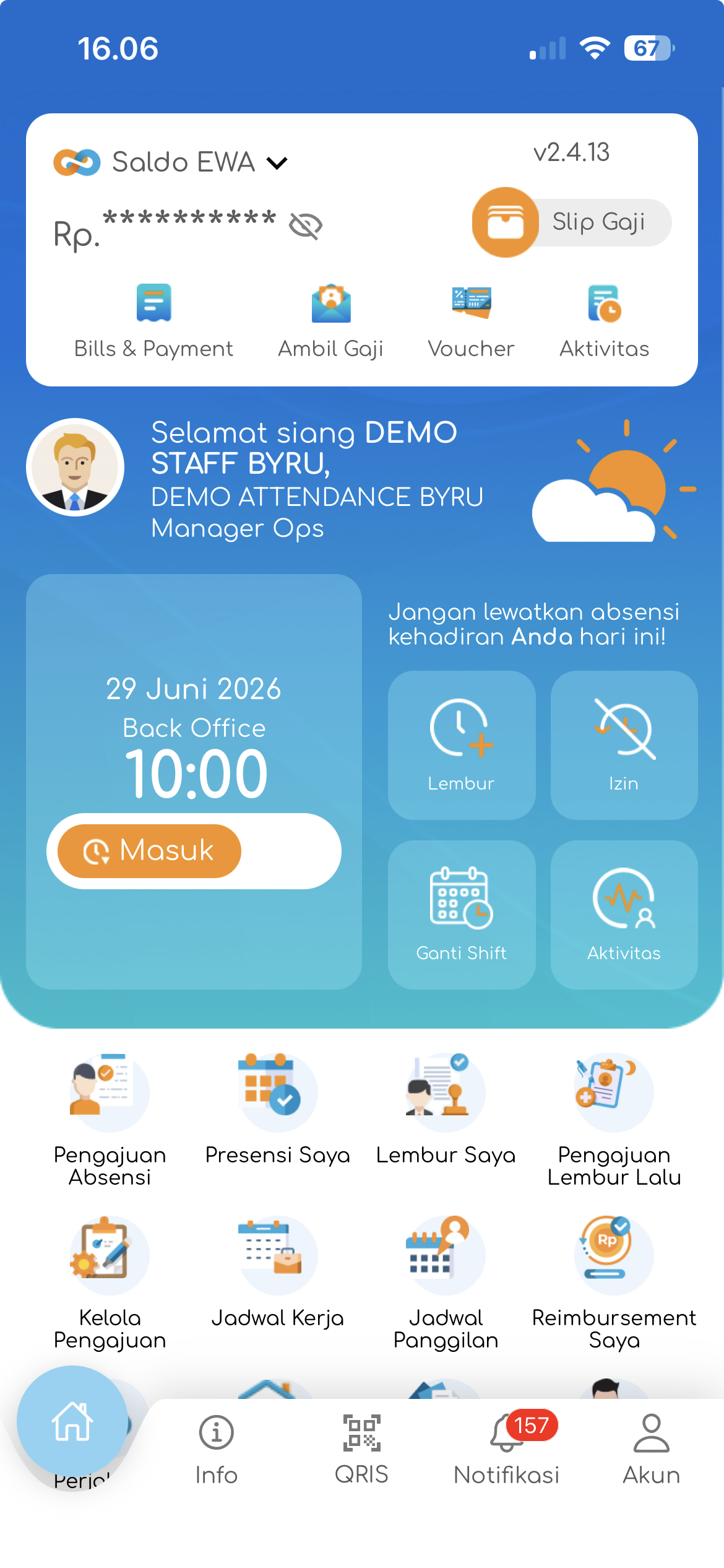 Aplikasi mobile BYRU Attendance